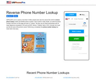 Usphonepro.com(Reverse Phone Lookup) Screenshot
