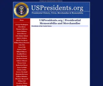 Uspresidents.org(Presidential Memorabilia and Merchandise) Screenshot