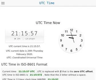 Utctime.net(UTC time now (Coordinated Universal Time) helps you to get the current time and date in UTC (GMT)) Screenshot