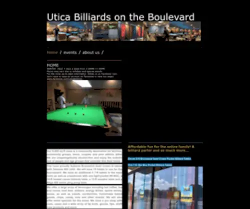Uticabilliards.com(Utica Billiards on the Boulevard Utica) Screenshot