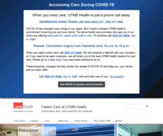 Utmbhealth.com(UTMB Health Patient Care Web Portal) Screenshot