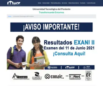 Utponiente.edu.mx(Index Universidad Tecnológica del Poniente) Screenshot
