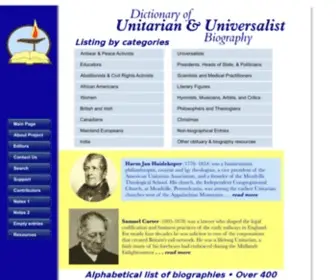 UUDB.org(The Dictionary of UU Biography) Screenshot