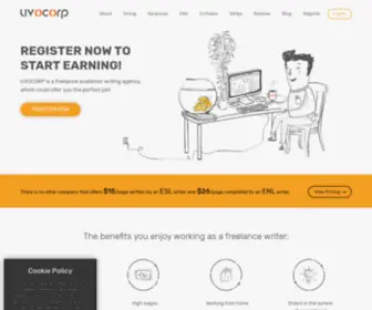 Uvocorp.com(Freelance writing jobs online. Register now to start earning money with Registration) Screenshot
