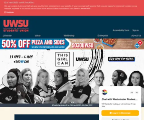 Uwsu.com(University of Westminster Students' Union) Screenshot
