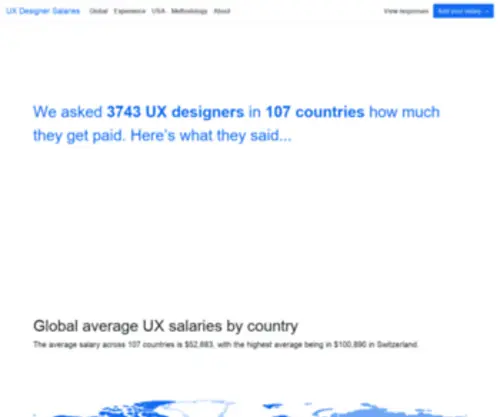 Uxdesignersalaries.com(UX Designer Salaries Around the World) Screenshot