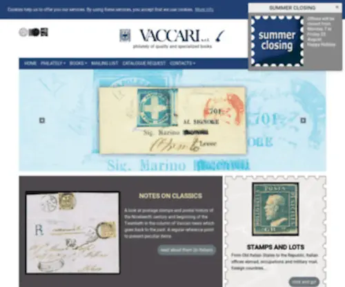 Vaccari.it(Philately of quality and specialized books) Screenshot