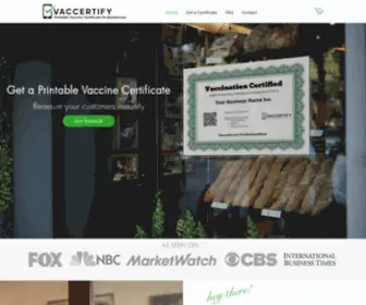Vaccertify.com(Home) Screenshot
