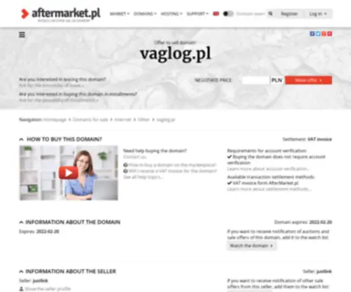Vaglog.pl(Cena domeny) Screenshot