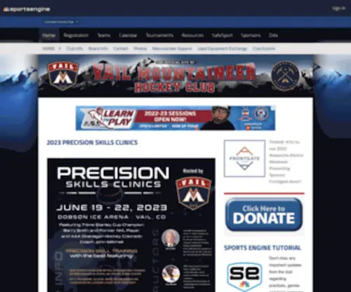 Vailmountaineers.com(Vail Mountaineer Hockey Club) Screenshot