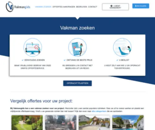 Vakmangids.be(Zoek aannemers & vergelijk offertes via Vakman zoeken) Screenshot