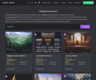 Valheimservers.net(Valheim Servers List) Screenshot