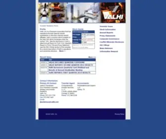 Valhi.net(Investor Relations) Screenshot