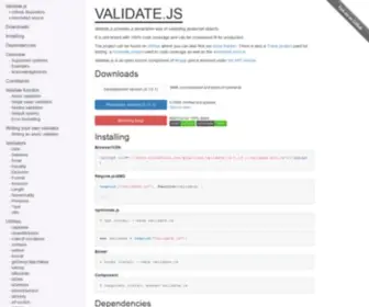 Validatejs.org(Validate.js) Screenshot