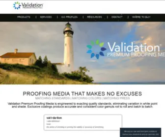 Validationproof.com(Validation Premium Inkjet Media) Screenshot