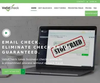 Validcheck.com(Check Fraud Prevention) Screenshot