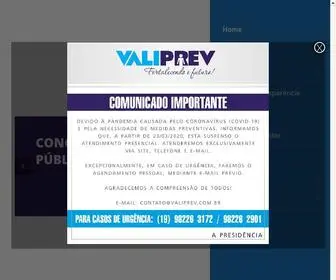 Valiprev.com.br(Instituto de Previdência Social dos Servidores Municipais de Valinhos) Screenshot