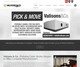 Valisons.com(Portable Porta Cabins & Bunk Manufacturers India) Screenshot