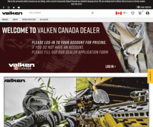 Valkendealer.ca(Paintball Gear) Screenshot