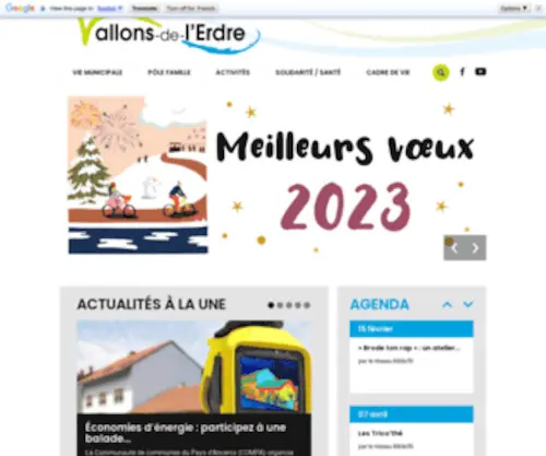 Vallonsdelerdre.fr(Site officiel de la commune nouvelle des Vallons de l'Erdre (44)) Screenshot
