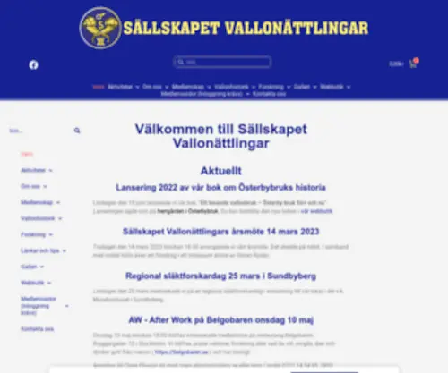 Vallon.se(Sällskapet Vallonättlingar) Screenshot
