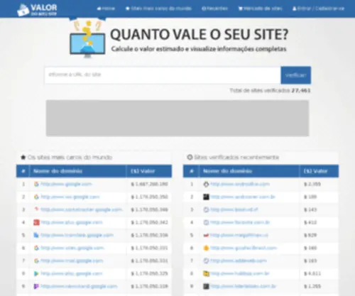 Valordomeusite.com.br(Calcule o valor do seu site) Screenshot