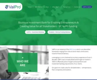 Valpro.co.in(Boutique Investment Bank for Enabling Entrepreneurs & Creating Value for all Stakeholders) Screenshot