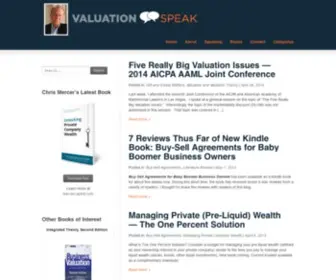 Valuationspeak.com(A Valuation Discussion Moderated by Chris Mercer) Screenshot