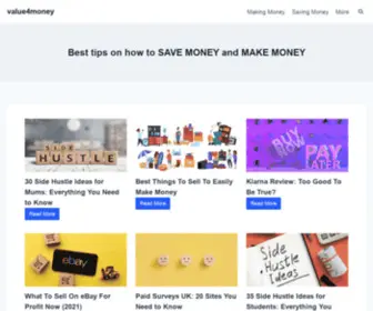 Value4Money.org(Best tips on how to SAVE MONEY and MAKE MONEY) Screenshot