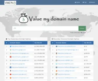ValuemyDomain.name(Value my domain name) Screenshot