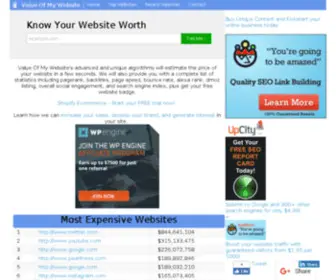 Valueofmywebsite.com Screenshot