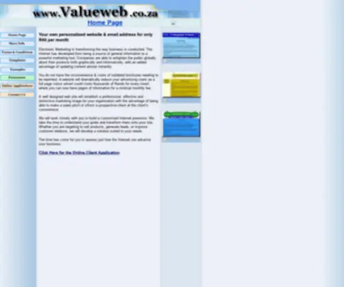 Valueweb.co.za(Web) Screenshot