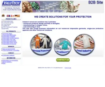 Valutech.org(Nonwoven disposable garments) Screenshot