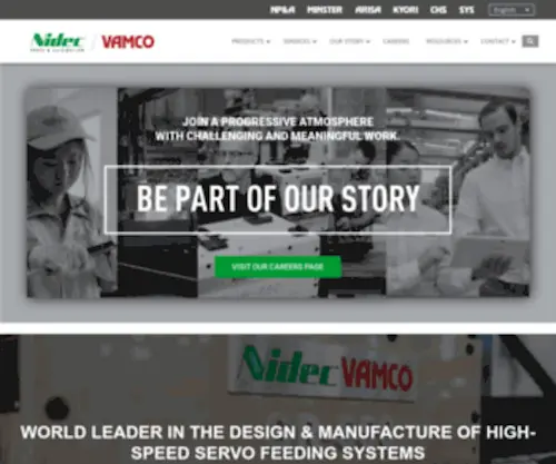 Vamco.com(Nidec Vamco) Screenshot