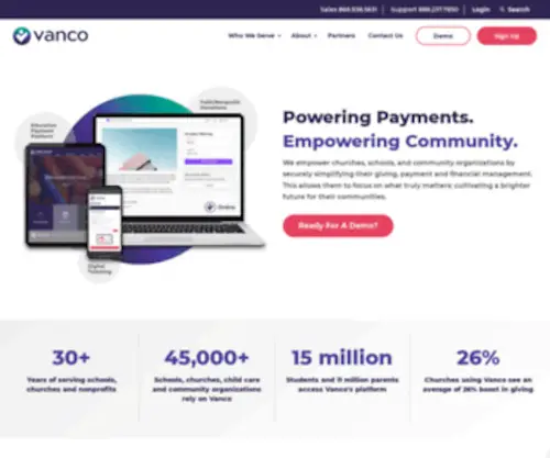 Vancopayments.com(Online Payment and Donation Processing) Screenshot