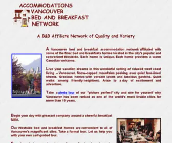 Vancouverbb.com(Vancouver bed and breakfast accommodations network BC Canada) Screenshot