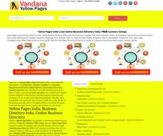 Vandanayellowpages.com(Yellow Pages India Free Business Directory India) Screenshot