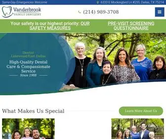 Vanderbrookdds.com(Dallas Dentist) Screenshot