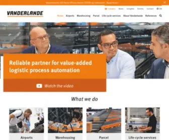 Vanderlande.nl(Welkom bij Vanderlande Industries) Screenshot