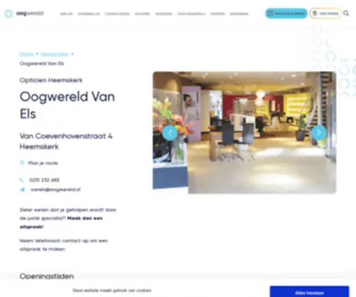 Vanelsoptiek.nl(Oogwereld Van Els) Screenshot