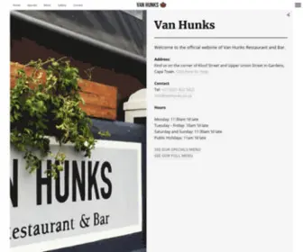 Vanhunks.co.za(The official website of Van Hunks Restaurant and Bar. Address) Screenshot