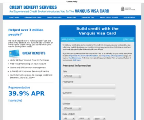 Vanquisapplication.co.uk(Vanquis Visa Card) Screenshot