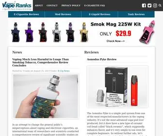 Vaperanks.com(E-Cigarette Reviews and Rankings) Screenshot