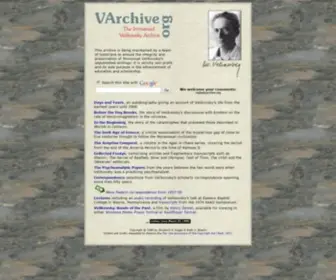 Varchive.org(The Immanuel Velikovsky Archive) Screenshot
