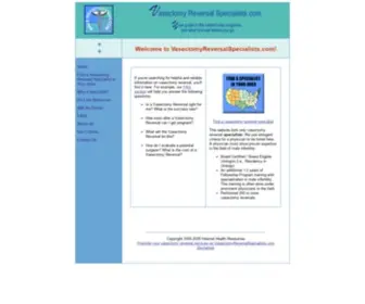 Vasectomyreversalspecialists.com(Vasectomy Reversal) Screenshot