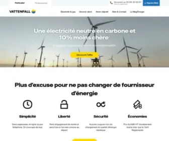 Vattenfall.fr(Fournisseur de gaz et électricité neutre en carbone pour particuliers) Screenshot