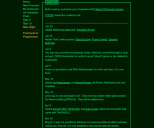 Vault106.com(Fallout 3 Character Creator/Builder) Screenshot
