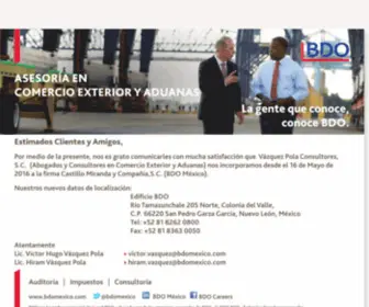 Vazquezpola.com.mx(BDO Comercio Exterior y Aduanas) Screenshot