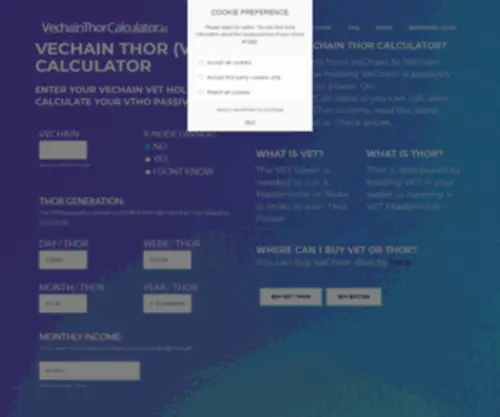 Vechainthorcalculator.io(Vechainthorcalculator) Screenshot