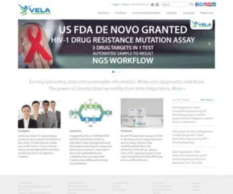 Veladx.com(Vela Diagnostics) Screenshot